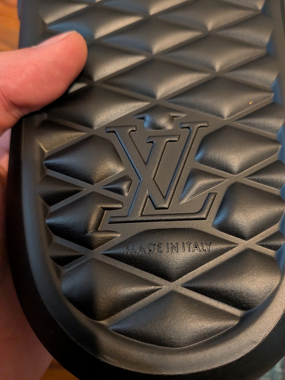 AUTHENTIC Louis Vuitton Black Damier Checker Slide Sandals - Picture 3 of 5